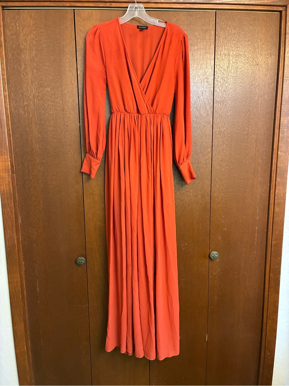 Miss Avenue Long Orange Wrap Maxi Dress